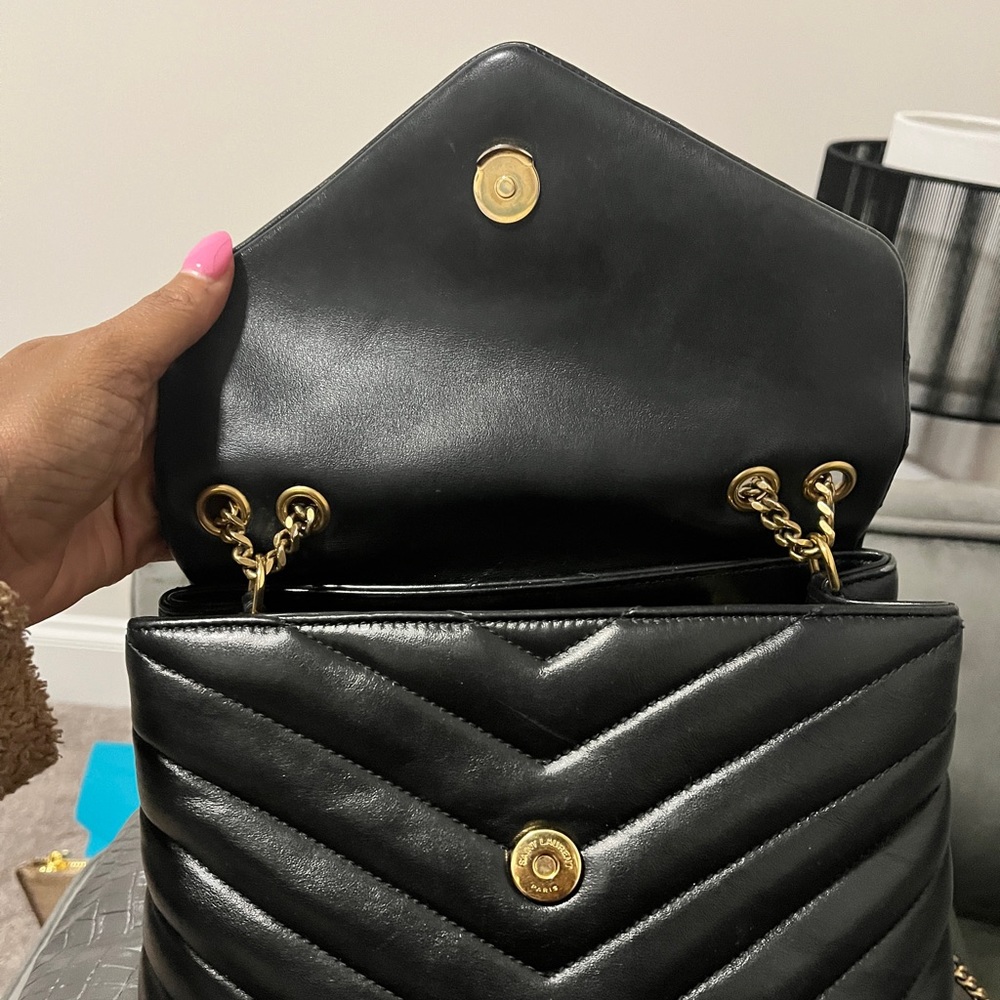 Yves Saint Laurent Small LouLou Shoulder Black with Antique Gold Hardware